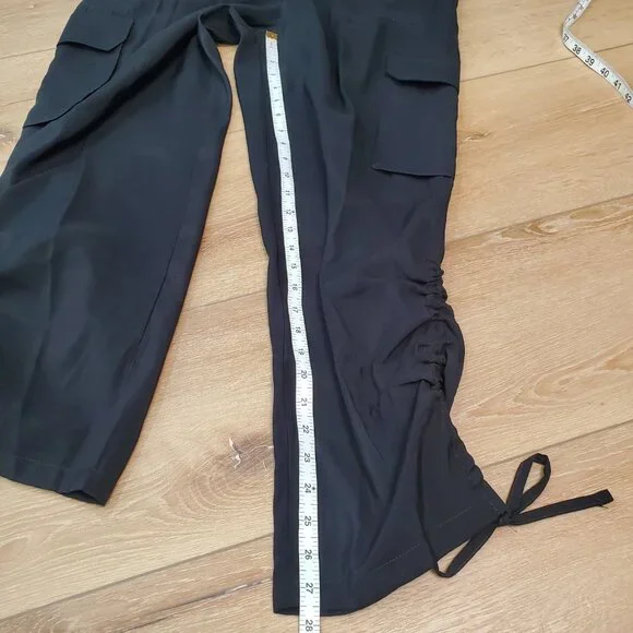 Sofia Vergara Luxe Utility Cargo Pant Size Large Black High Rise Ankle Jogger - Picture 8 of 11